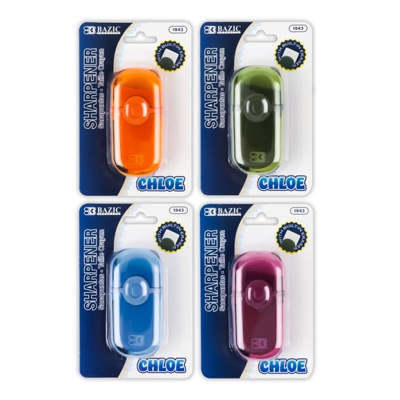 BAZIC Single Hole Pencil Sharpener with Eraser, Steel Blade