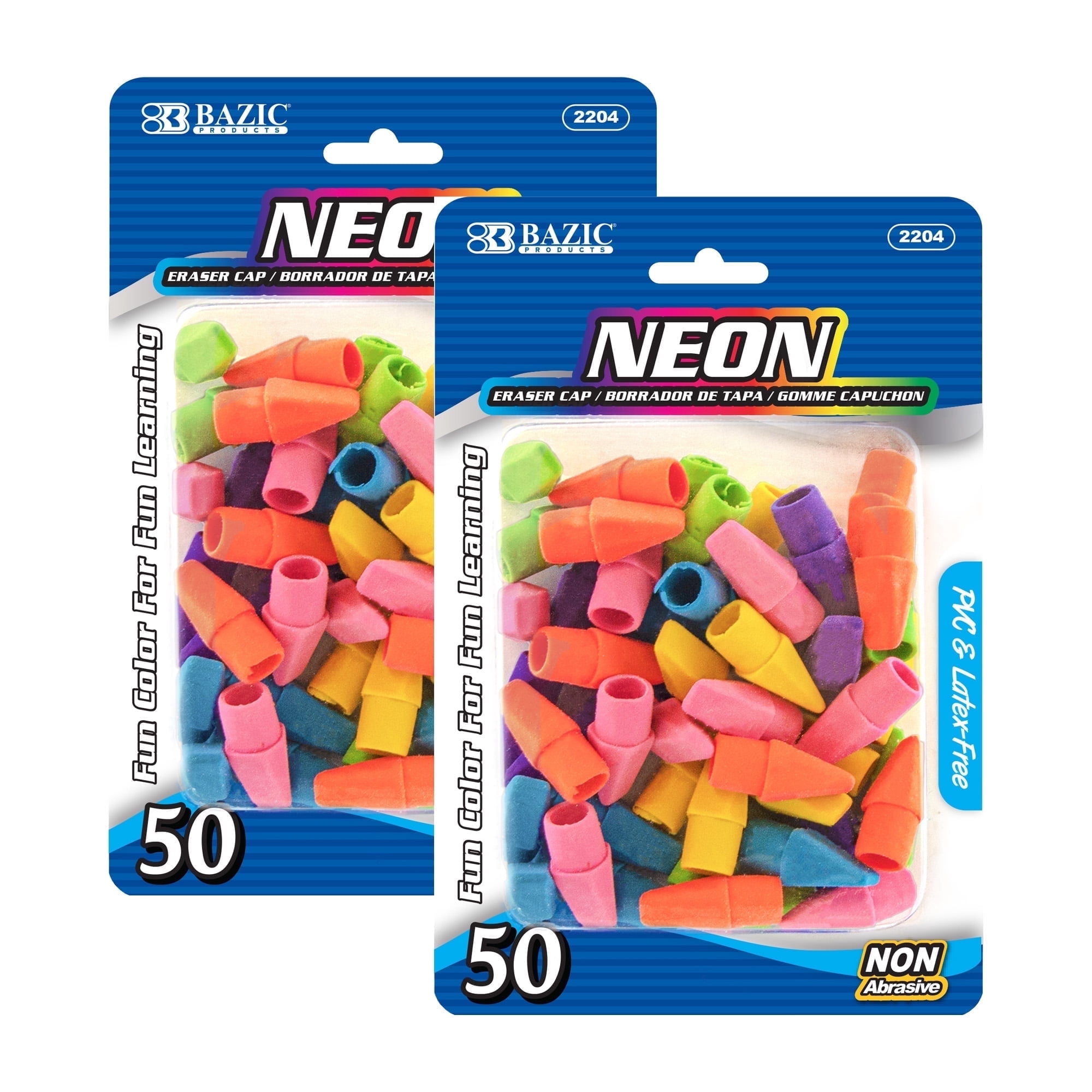 BAZIC Eraser Top, Latex Free Pencil Tops Erasers (50/Pack), 2-Packs