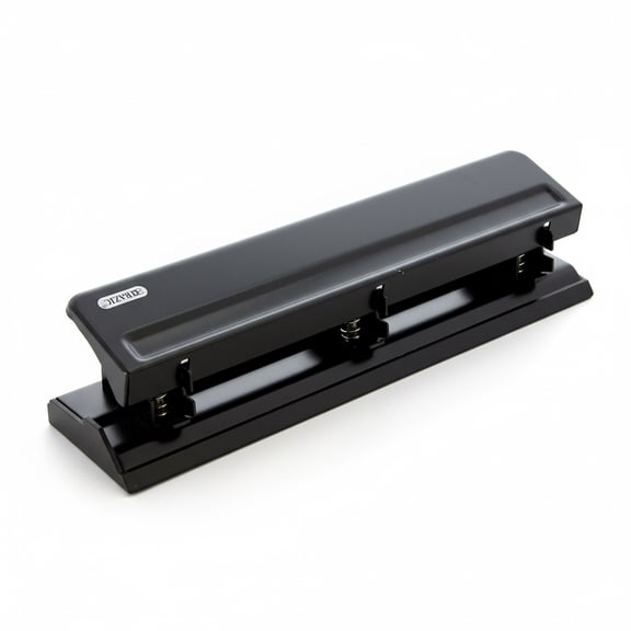 BAZIC Quality Desktop Paper Punch 3 Hole 1/4" w/ Chip Tray Holder, 1-Pack