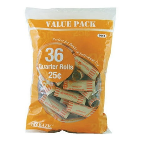 BAZIC Quarter 25-Cent Coin Wrappers, 36 Count