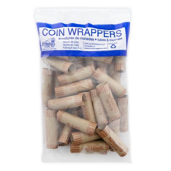 BAZIC Quarter Coin Wrappers, $10 Rolls, Bulk 36 Pack