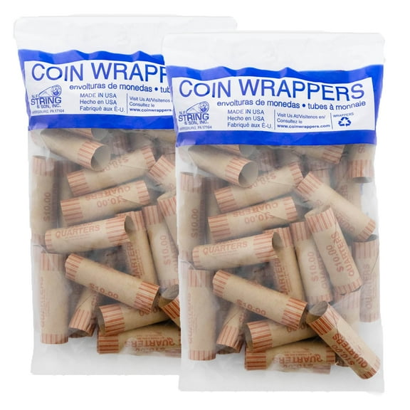 BAZIC Quarter Coin Wrappers Rolls, Made in USA Coins Tubes (36/Pack), 2-Packs