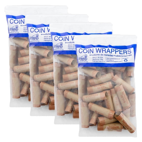 BAZIC Quarter Coin Wrappers Rolls, Coins Tubes (36/Pack), 4-Packs