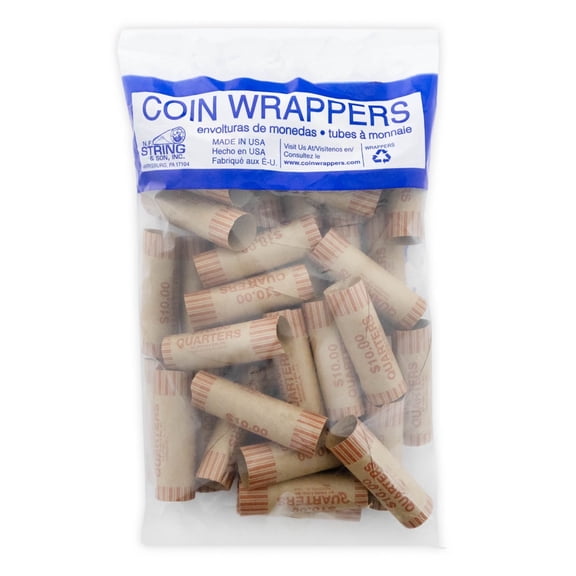 BAZIC Quarter Coin Wrappers Rolls Tube, (36/Pack), 1-Pack