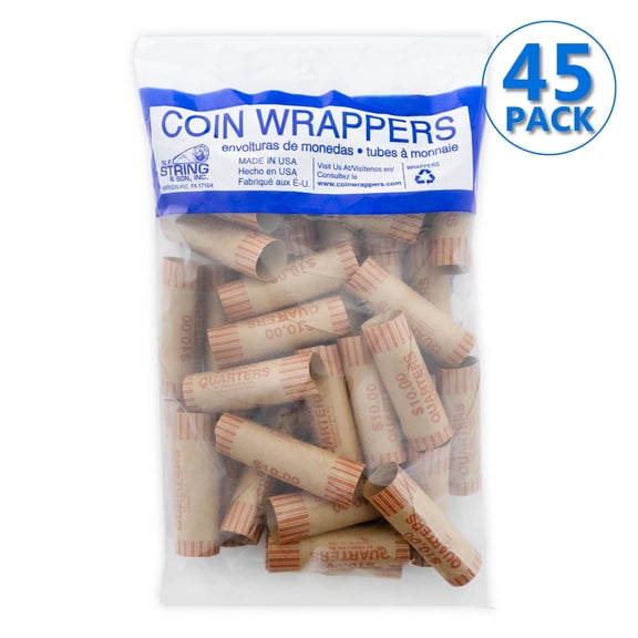 BAZIC Quarter Coin Wrappers Rolls Tube, (36/Pack), 45-Packs