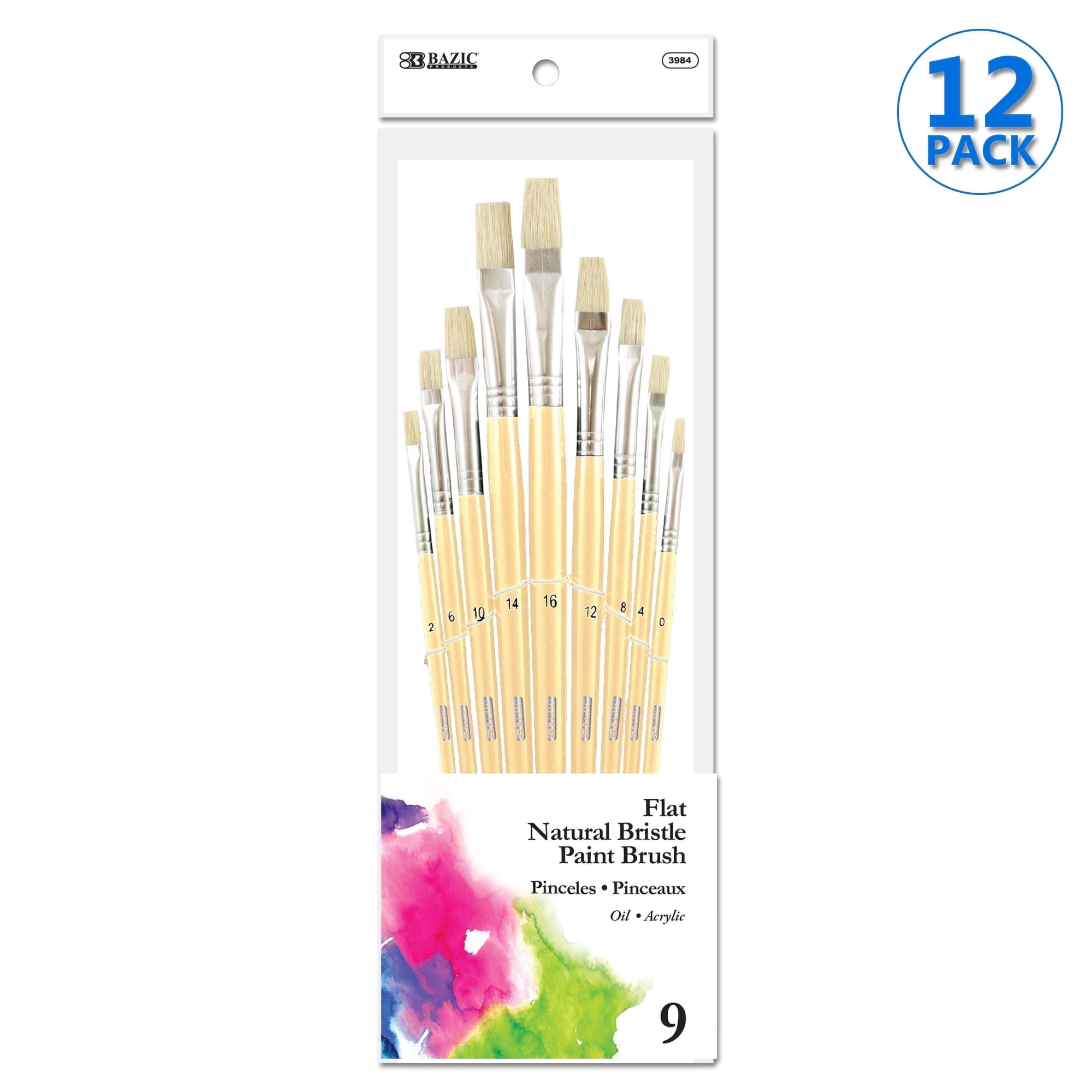 BAZIC Round Natural Hair Paint Brush (12/Pack) / Box Qty - 12