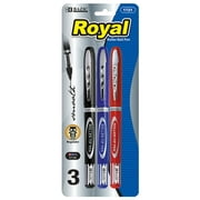 BAZIC Royal Assorted Color Rollerball Pen 0.7mm w/ Regulator, (3/Pack), 1-Pack