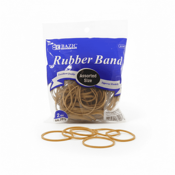 BAZIC Rubber Bands, Assorted Size 2 Oz./ 56.70 g, Made in USA, 1-Pack