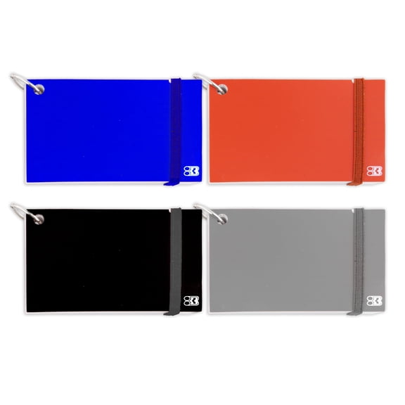 BAZIC Ruled White Index Cards Poly Cover w/ Ring 3" X 5", 100 Count, Assorted Colors, 4-Pack