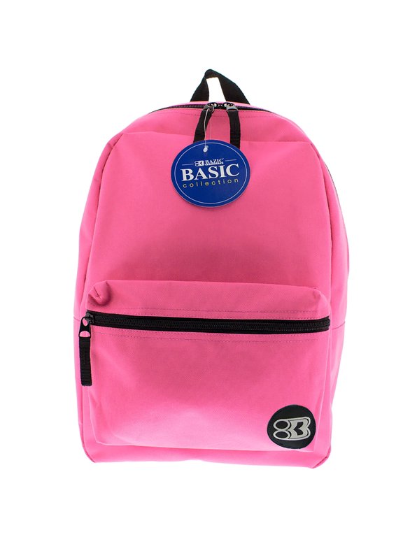 BAZIC School Backpack Basic 16" Fuchsia, School Bag for Students, 12-Pack