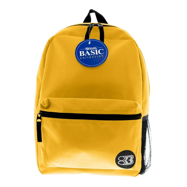 BAZIC School Backpack Basic 16" Mustard, School Bag for Students, 1-Pack