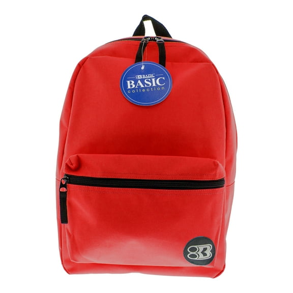 BAZIC School Backpack Basic 16" Red, School Bag for Students, 12-Pack