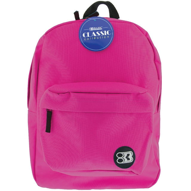 BAZIC School Backpack Classic 17" Fuchsia, School Bag for Students, 1-Pack
