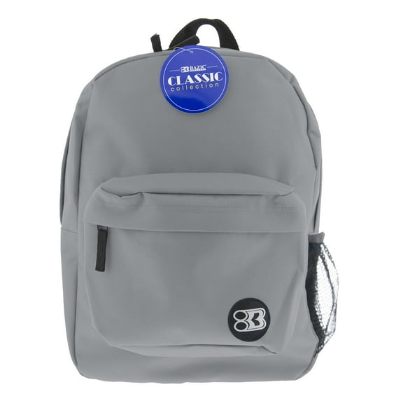 BAZIC School Backpack Classic 17" Gray, School Bag for Students, 1-Pack