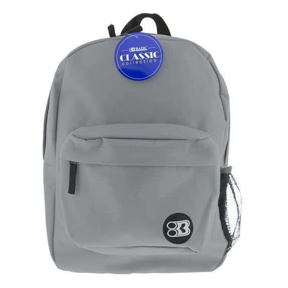 BAZIC School Backpack Classic 17" Gray, School Bag for Students, 1-Pack