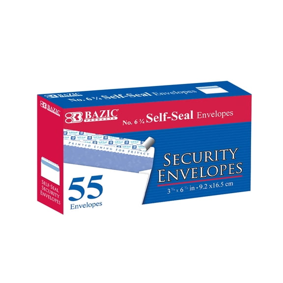 BAZIC Security Self Seal Envelope 3 5/8" x 6 1/2" #6 Tint Mailing Envelopes, 1320-Count