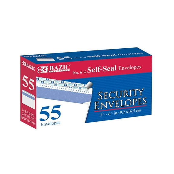 BAZIC Security Self Seal Envelope 3 5/8" x 6 1/2" #6 Tint Mailing Envelopes, 1320-Count
