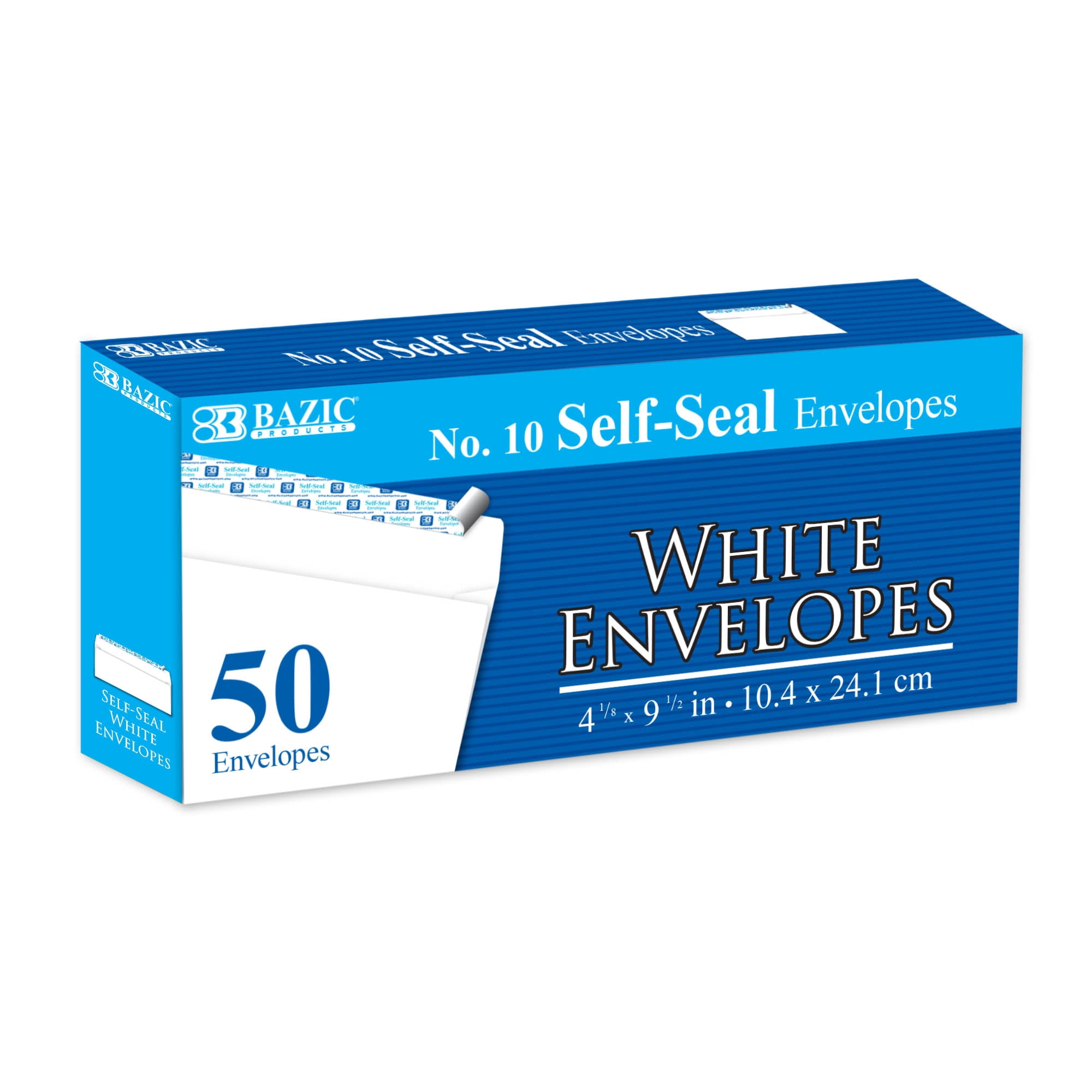 BAZIC Self Seal White Envelope 4 1/8" x 9 1/2" #10 Mailing Envelopes, 1200-Count