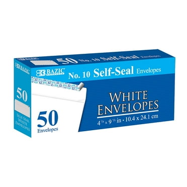 BAZIC Self Seal White Envelope 4 1/8" x 9 1/2" #10 Mailing Envelopes, 50-Count
