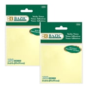 BAZIC Self Stick Canary Sticky Notes, 3x3, Yellow 100 Sheets 2 Pack