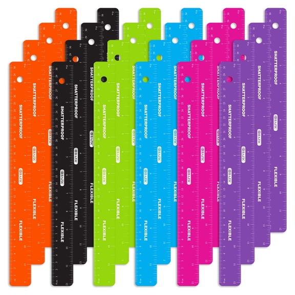 BAZIC 12 In Shatterproof Flexible Ruler, Inch & Metric