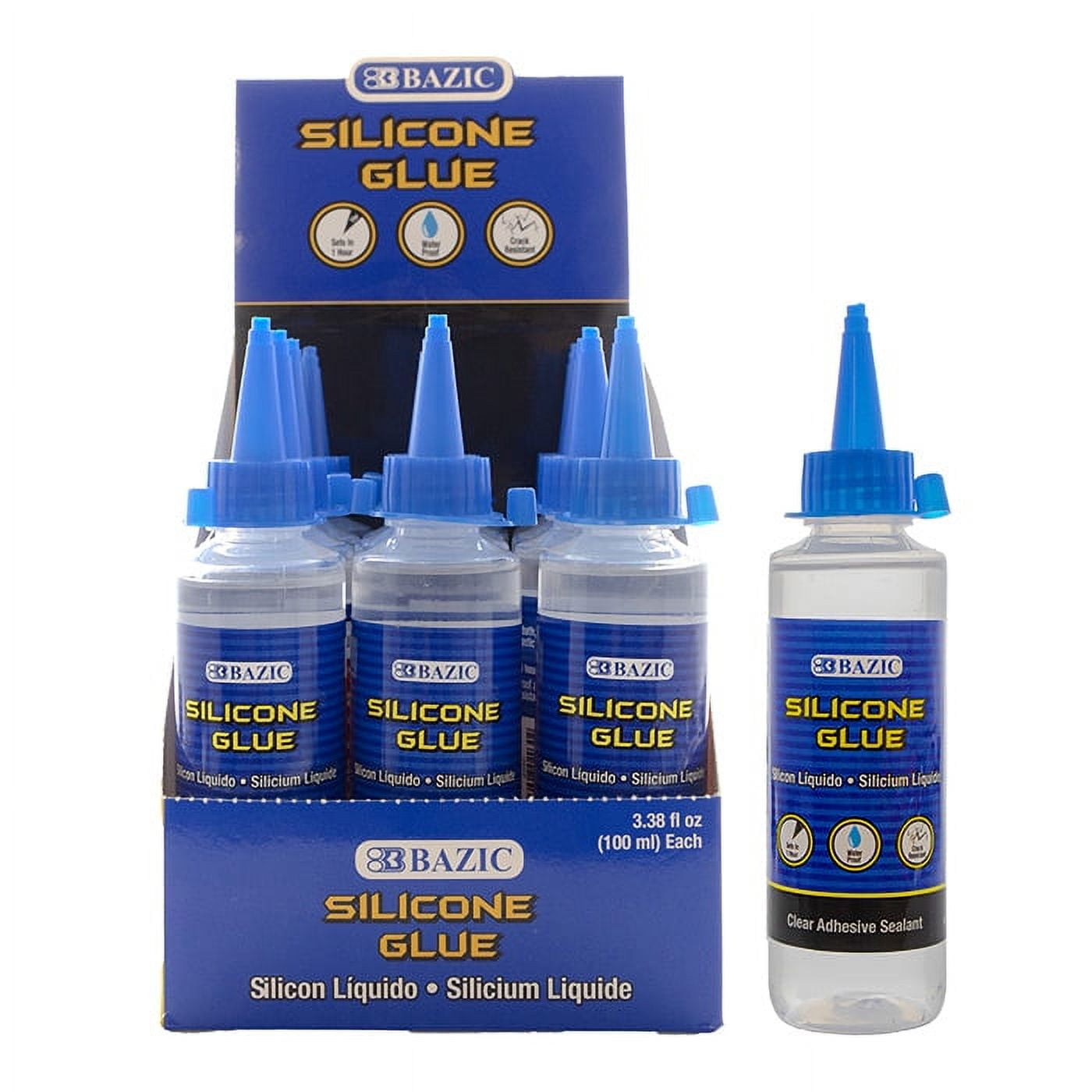 BAZIC Silicone Glue 3.38Oz (100 mL), Waterproof Crack Resistant, 2-Packs