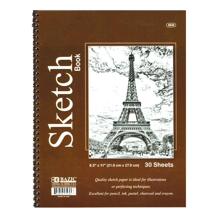 Bazic 30 Ct. 8.5 x 11 Side Bound Spiral Premium Sketch Book