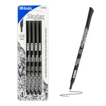 BAZIC Skylar Fineliner Pen, Fine Tip 0.4mm Pens, Black Ink, 4 Count, 1-Pack