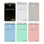 BAZIC Small Notebook Memo Book 3"x5" Spiral Pocket Size Pad, Pastel Color 100 Sheets, 6-Pack