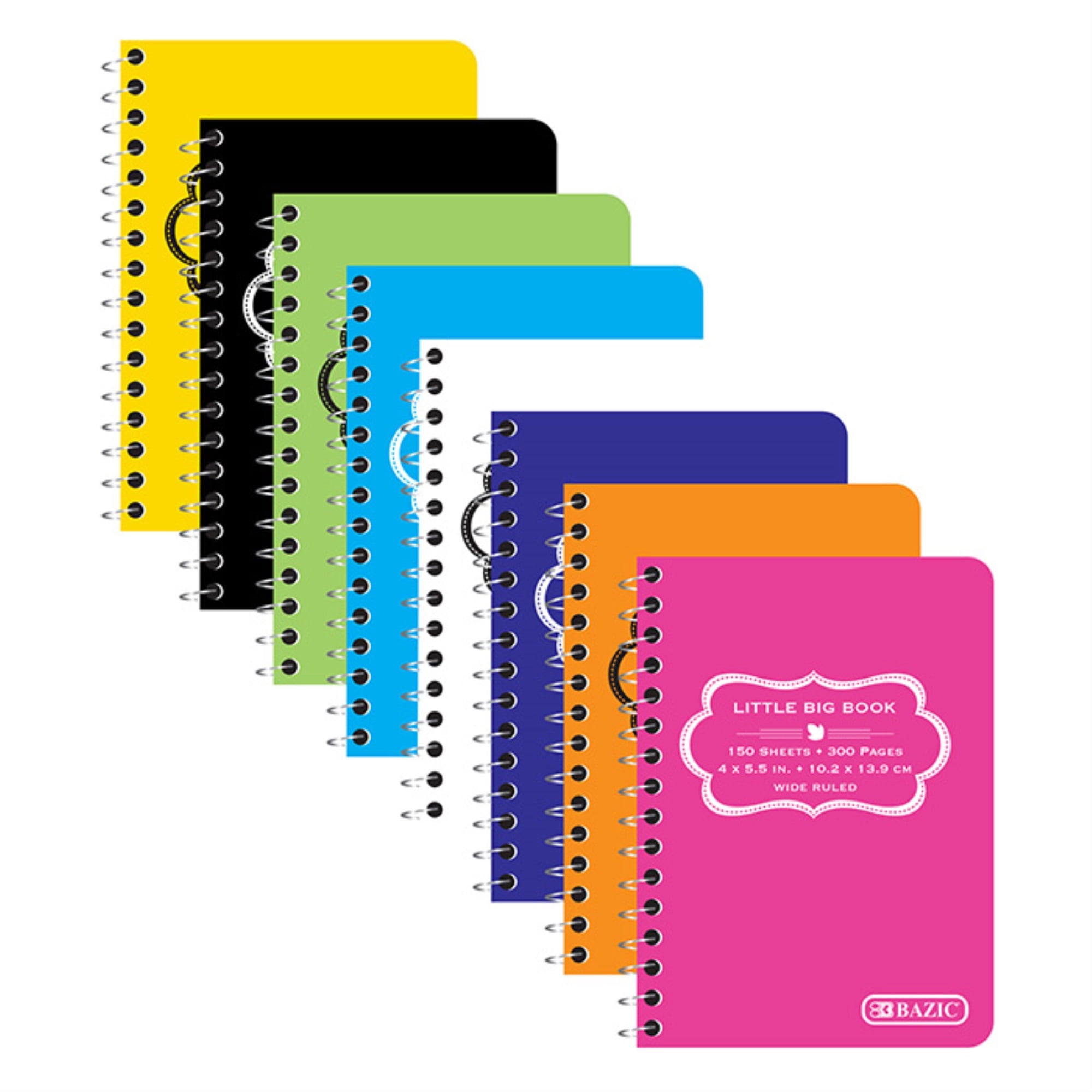 BAZIC 150 Ct. 4" X 5.5" Poly Cover Spiral Fat Book [5460]