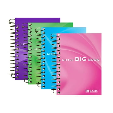 BAZIC Spiral Fat Book Notebook 4"x5.5", 180 Sheets, Assorted Color, 4-Pack