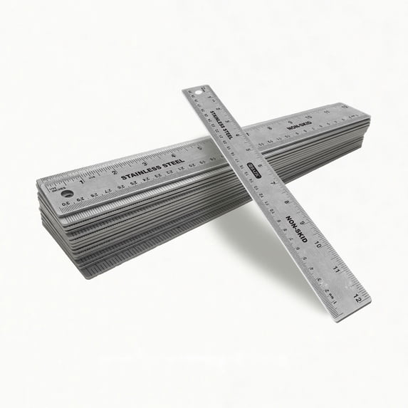 BAZIC Stainless Steel Ruler 12" (30cm) Non Skid Base, School Supplies, 24-Pack