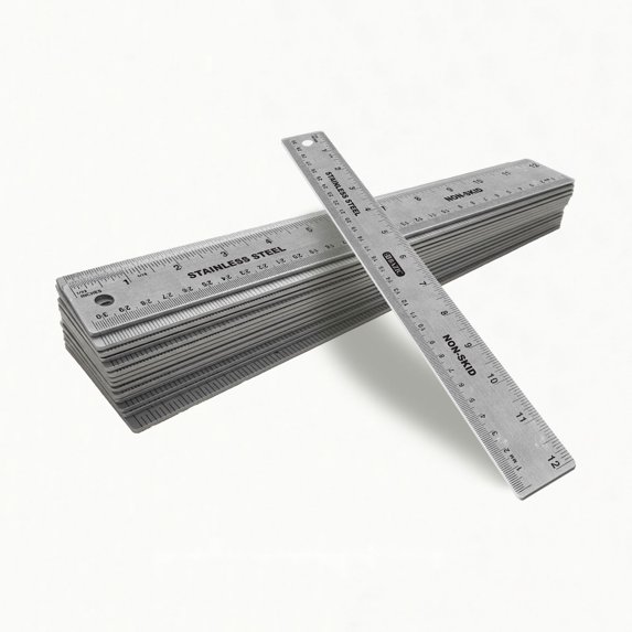 BAZIC Stainless Steel Ruler 12" (30cm) Non Skid Base, School Supplies, 24-Pack