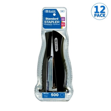 BAZIC Stand-Up Stapler w/500 Staples, Full Strip Size Standard (26/6), 12-Pack