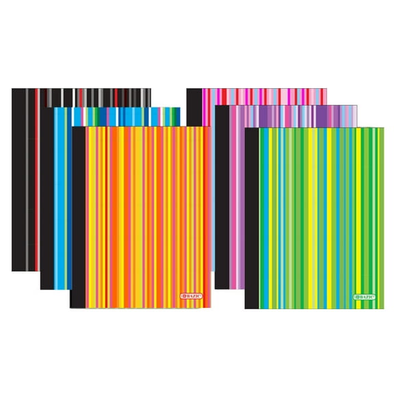 BAZIC Stripes Composition Book College Ruled 100 Sheet, Assorted Color, 6-Pack