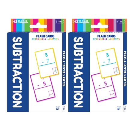BAZIC Subtraction Flash Cards, Numbers Math Flashcards (36/Pack), 2-Packs