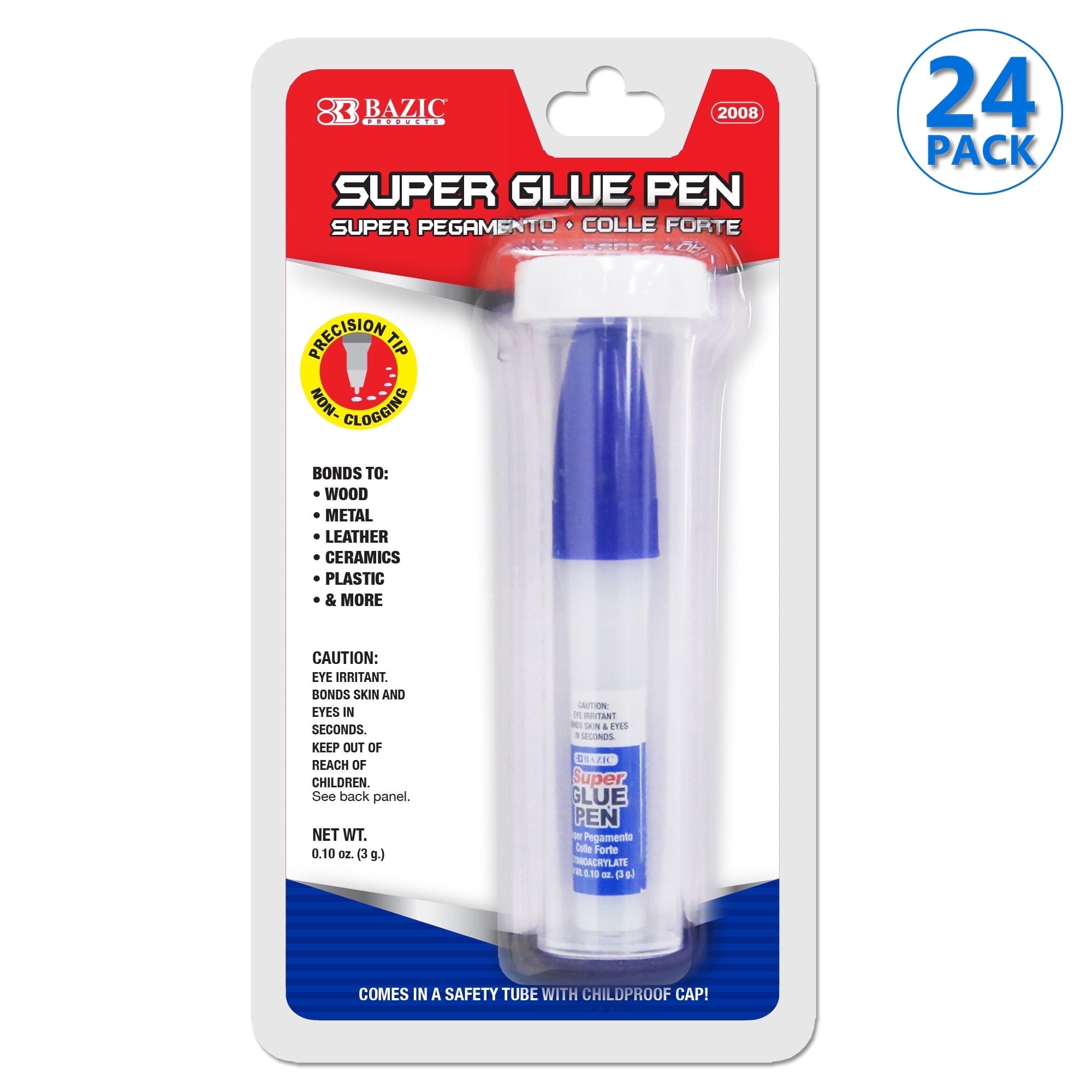 BAZIC Super Glue Pen Precision Tip Applicator 3g/0.10Oz Adhesive Fluid, 24-Pack