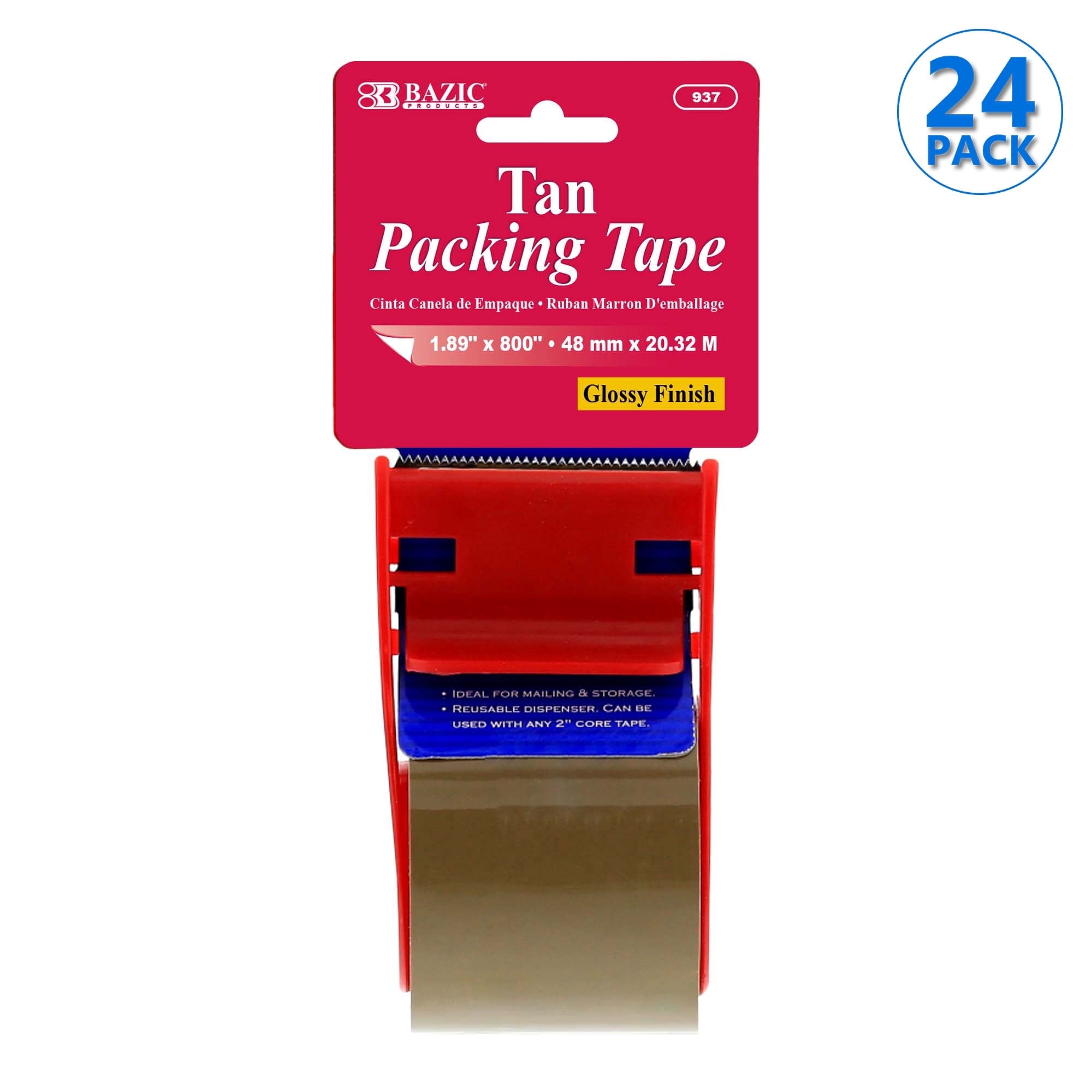 BAZIC Tan Packaging Tape Packing Tape w/ Dispenser 1.88"x800", 24-Pack