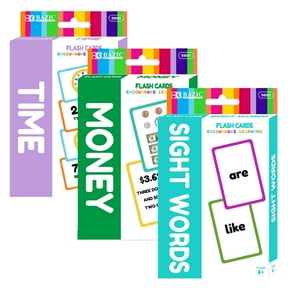 BAZIC Time & Money & Sight Words Flash Cards Set (36/Pack), Set of 3-Pack
