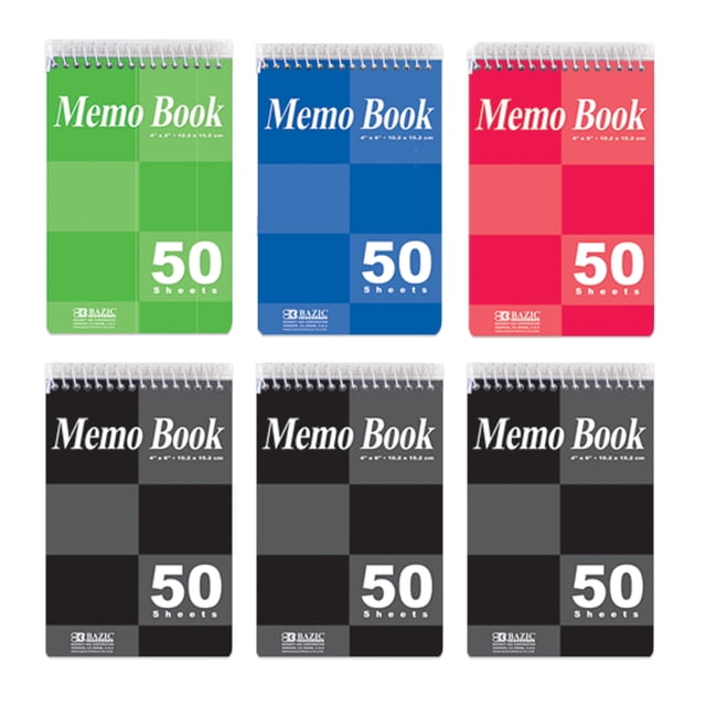BAZIC Top Bound Spiral Memo Books 4