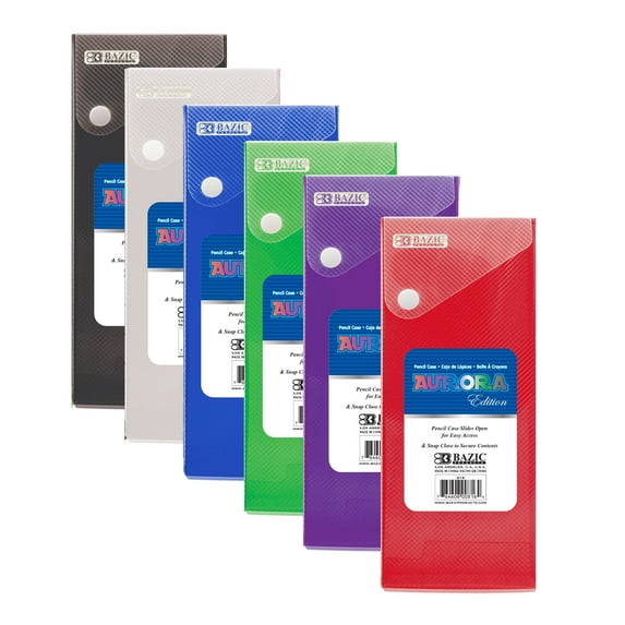 BAZIC Translucent Assorted Color Slider Pencil Case, 36-Pack