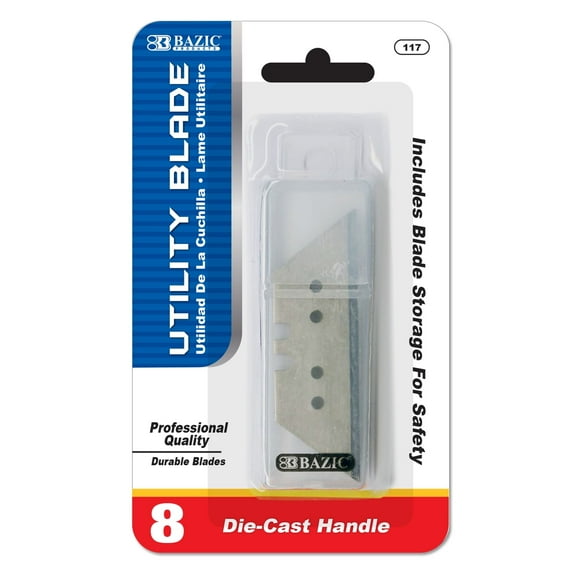 BAZIC Utility Knife Blade Razor Replacement Blades (8/Pack), 24-Packs
