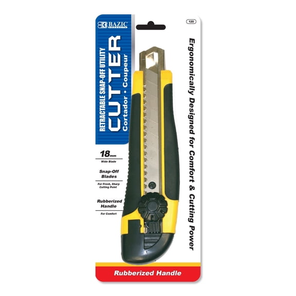 BAZIC Utility Knife Box Cutter 18 mm Wide Blade Snap-Off Razor, 24-Pack