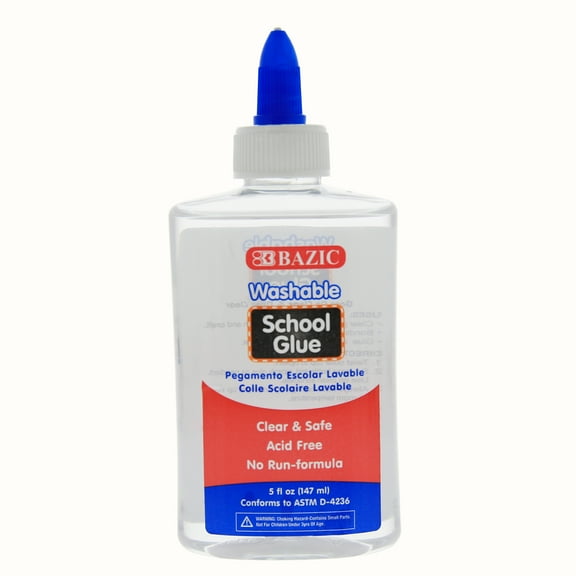 BAZIC Washable Clear School Glue 5 Oz for Making Slime Art Crafts, 1-Pack