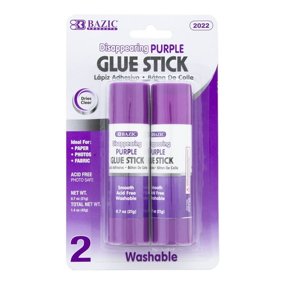BAZIC Washable Disappearing Purple Glue Stick 21g, Acid Free (2/Pack), 1-Pack