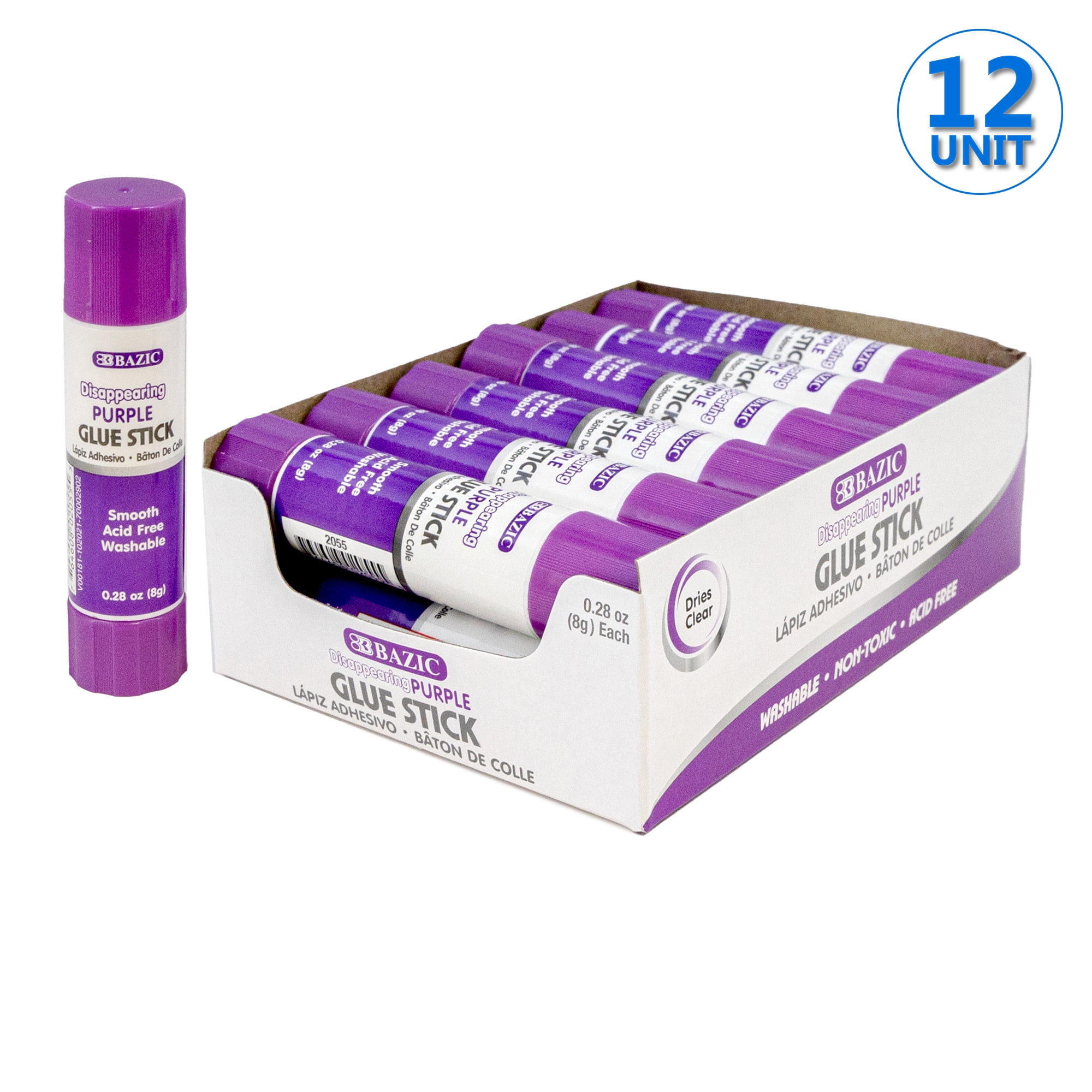 BAZIC Washable Disappearing Purple Glue Stick 8g Acid Free Glue Sticks