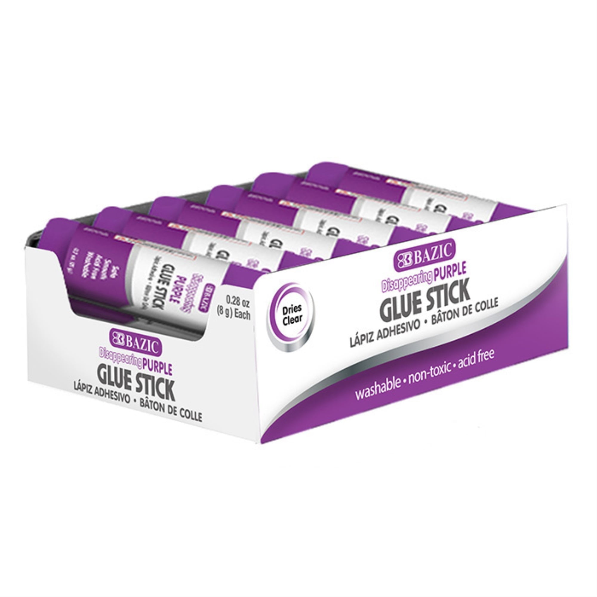 BAZIC Washable Disappearing Purple Glue Stick 8g Acid Free Glue Sticks, 288-count