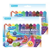 BAZIC Washable Fruit Scented Markers 10 Color Chisel Tip (10/Pack), 2-Packs
