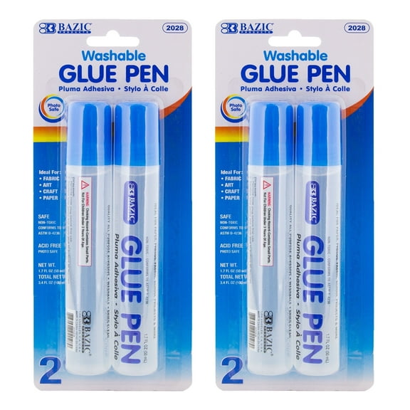 BAZIC Washable Glue Pen 1.7Oz (50 mL), Liquid Clear Adhesive (2/Pack), 2-Packs