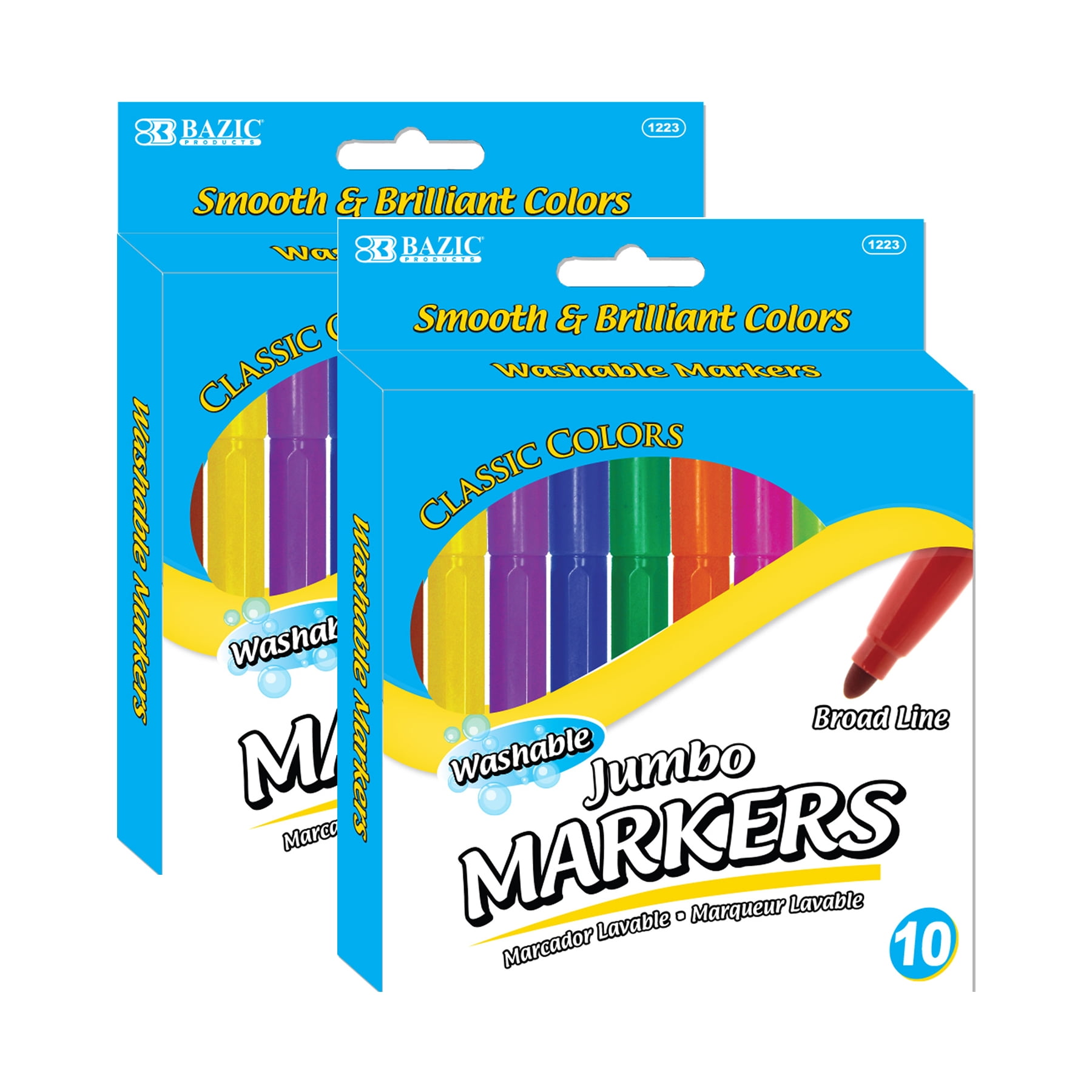 BAZIC Washable Markers 10 Color Jumbo Coloring Marker (10/Pack), 2